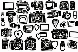 camera inside a heart tattoo idea