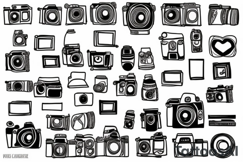 camera inside a heart tattoo idea