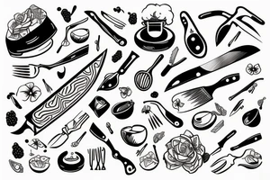 chef knife kitchen cooking tattoo idea