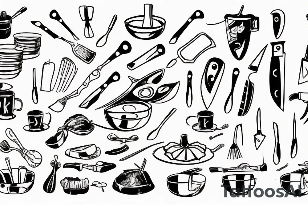 chef knife kitchen cooking tattoo idea