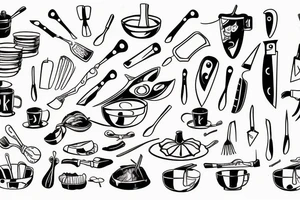 chef knife kitchen cooking tattoo idea