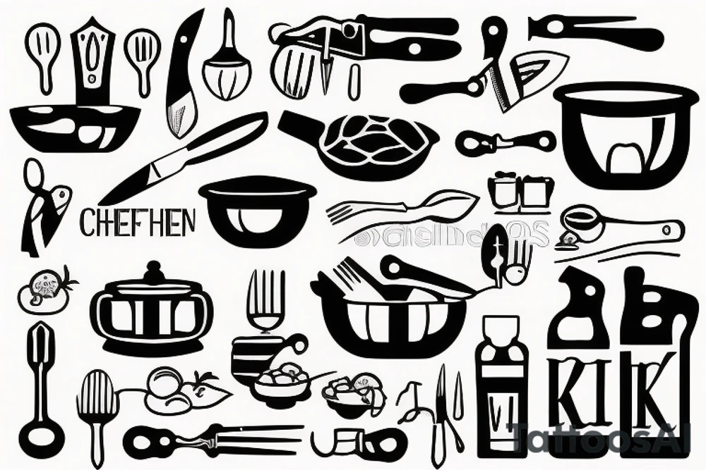 chef knife kitchen cooking tattoo idea