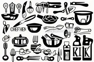 chef knife kitchen cooking tattoo idea