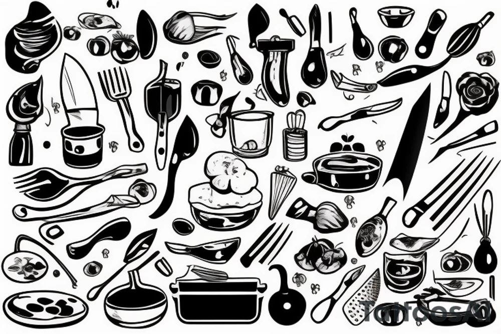chef knife kitchen cooking tattoo idea