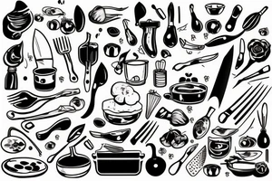 chef knife kitchen cooking tattoo idea