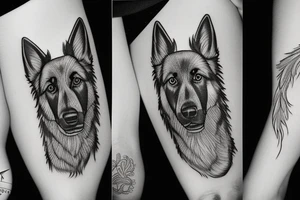 black and white outline of a german shepard tattoo idea