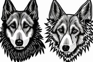 black and white outline of a german shepard tattoo idea