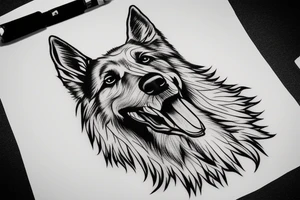 outline of german shepard head tattoo idea