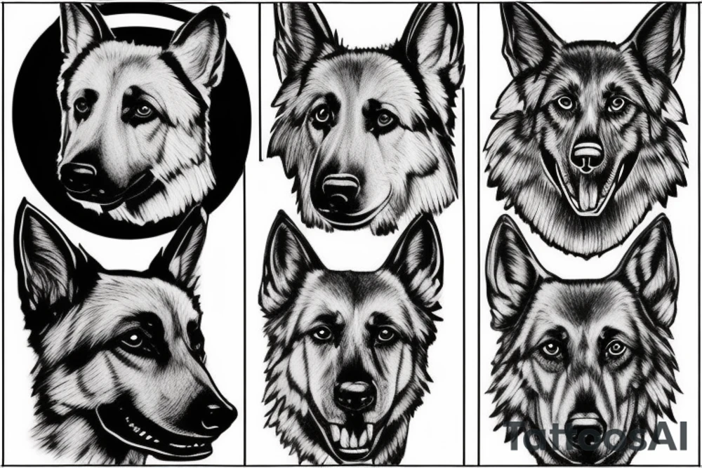 outline of german shepard head tattoo idea