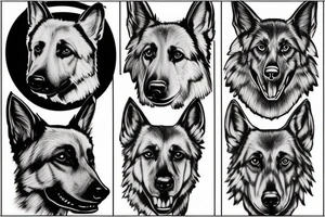 outline of german shepard head tattoo idea