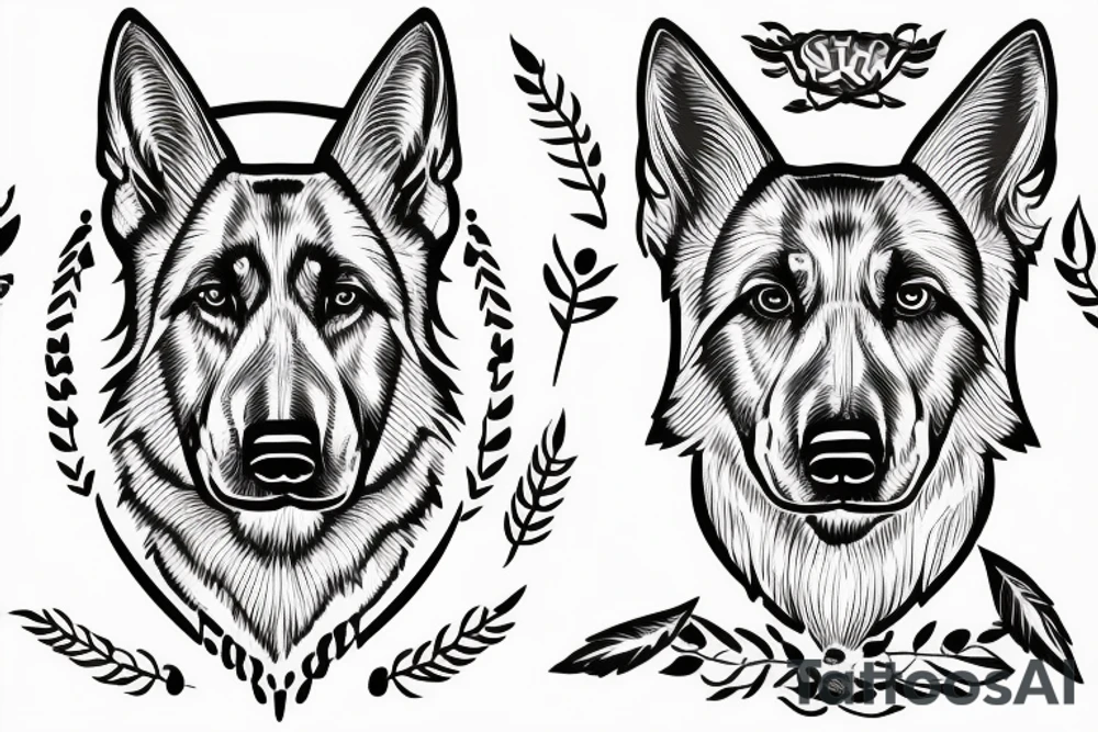 outline of german shepherd head tattoo idea