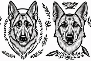 outline of german shepherd head tattoo idea