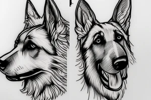 outline of german shepherd head tattoo idea