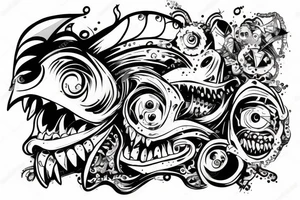 Monster with a creative smile going to work tattoo idea