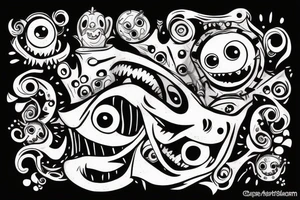 Monster with a creative smile going to work tattoo idea