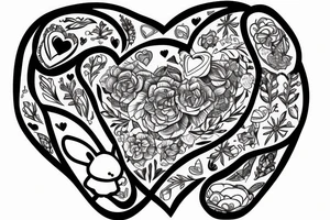 Heart with a fluffy rabbit tail peaking from behind tattoo idea
