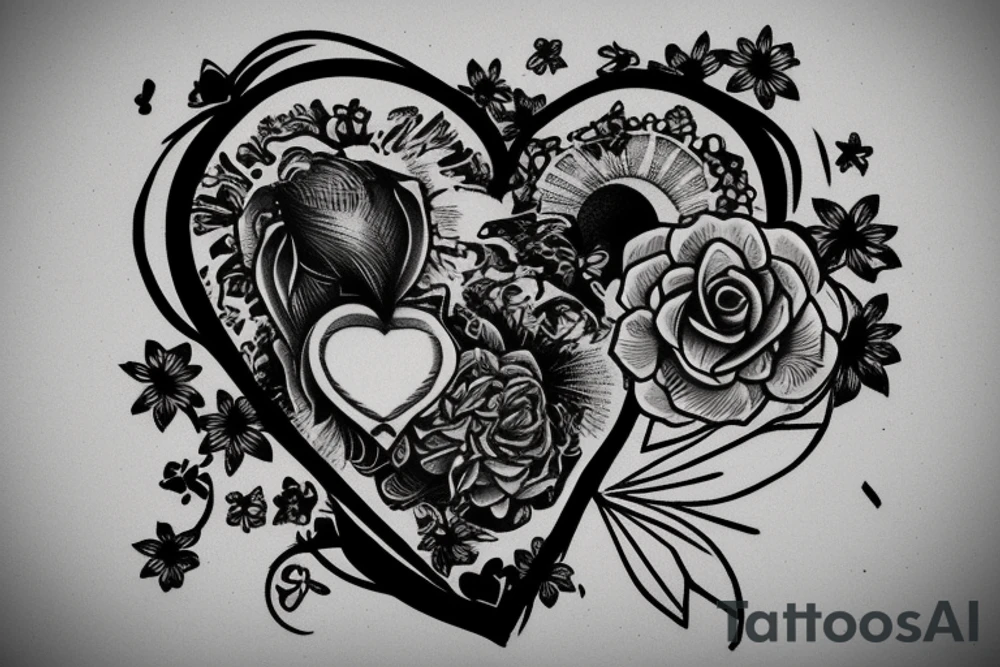 Heart with a fluffy rabbit tail peaking from behind tattoo idea