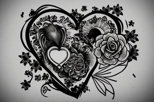 Heart with a fluffy rabbit tail peaking from behind tattoo idea