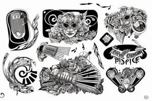 Music festival stage with pirotechnic tattoo idea