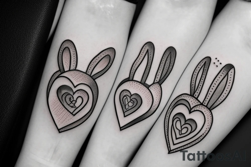 Heart with a fluffy rabbit ears tattoo idea