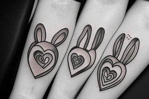 Heart with a fluffy rabbit ears tattoo idea