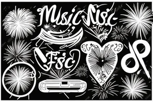 Music festival stage with fireworks tattoo idea