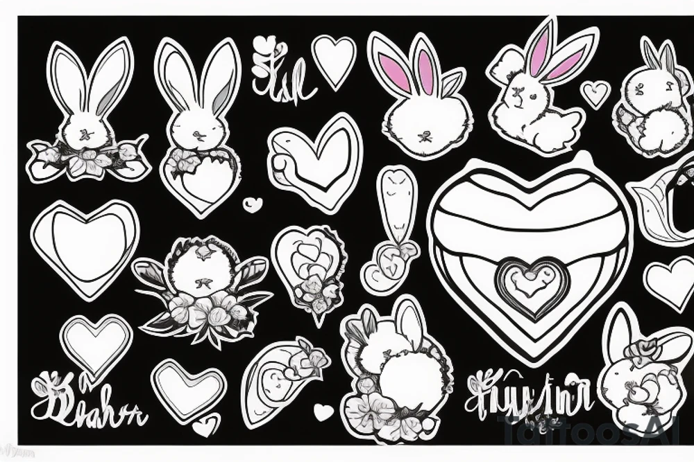 Heart with a fluffy rabbit ears tattoo idea