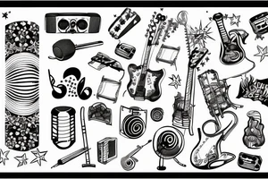 Music festival stage with fireworks tattoo idea