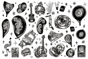 Music festival stage with fireworks tattoo idea