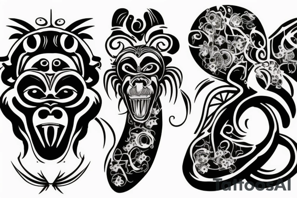 monkey on a tree tattoo idea