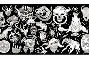 Full sleeve of adventure, animals and life tattoo idea