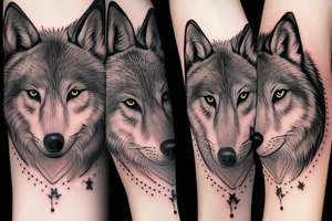 Woman and wolf become one tattoo idea