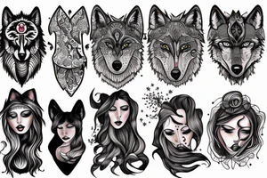 Woman and wolf become one tattoo idea