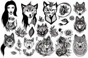 Woman and wolf become one tattoo idea