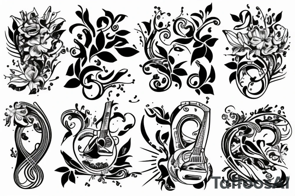 Christian Filipino music nature guitar tattoo idea