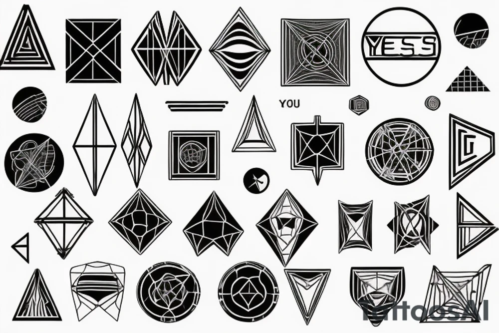 50's sci-fi geometry and phrase "yes, and..." tattoo idea