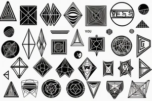 50's sci-fi geometry and phrase "yes, and..." tattoo idea