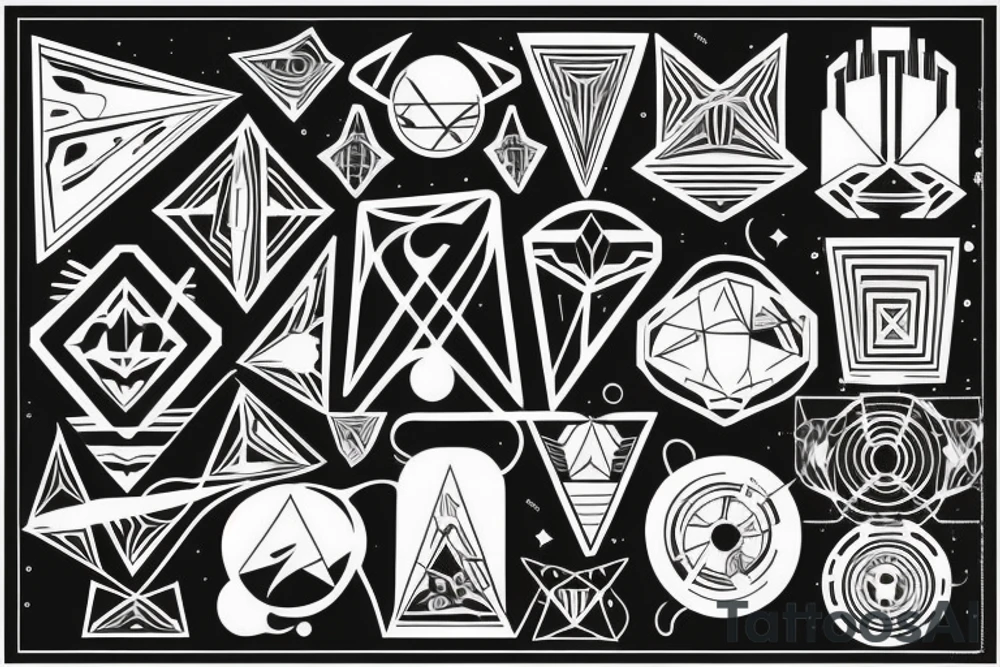 50's sci-fi geometry and phrase "yes, and..." tattoo idea