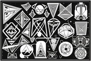 50's sci-fi geometry and phrase "yes, and..." tattoo idea