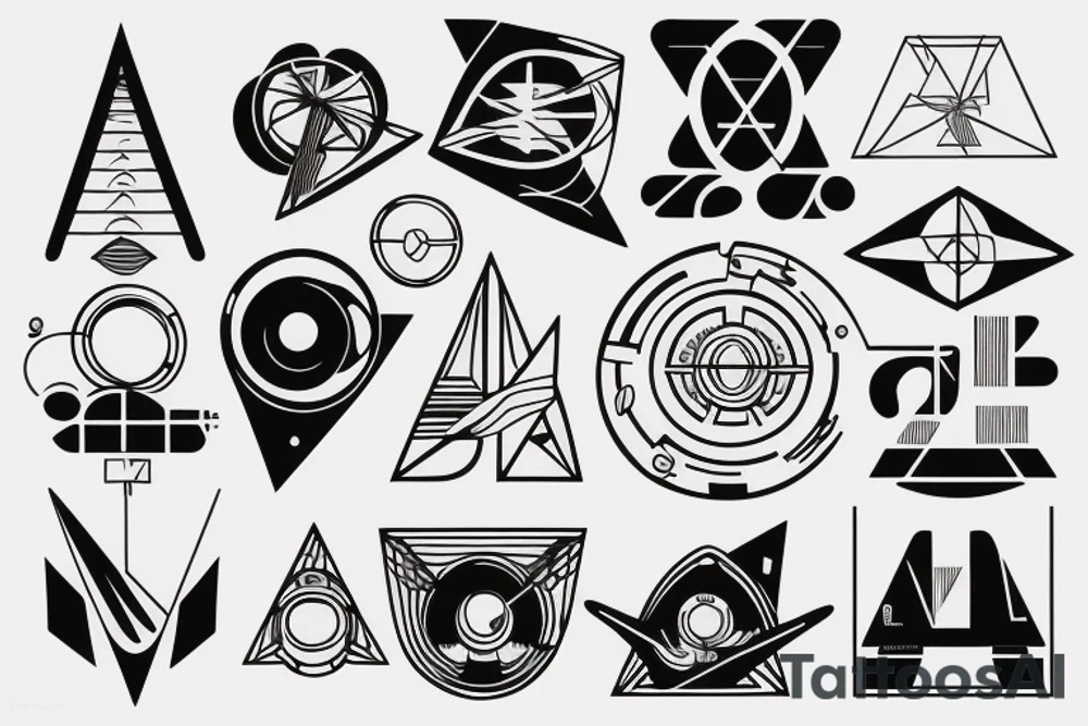 50's sci-fi geometry and phrase "yes, and..." tattoo idea