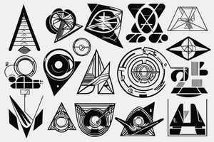 50's sci-fi geometry and phrase "yes, and..." tattoo idea