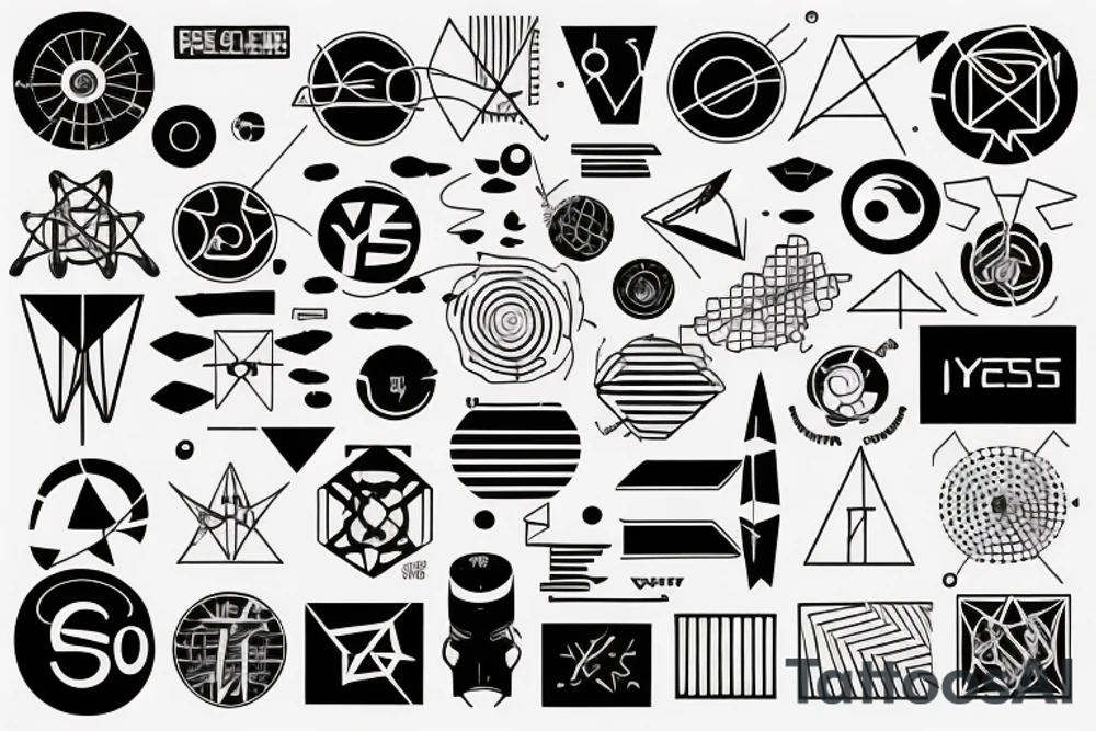 50's sci-fi geometry and phrase "yes, and..." tattoo idea