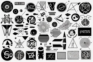 50's sci-fi geometry and phrase "yes, and..." tattoo idea