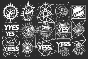 50's sci-fi geometry and phrase "yes, and..." tattoo idea