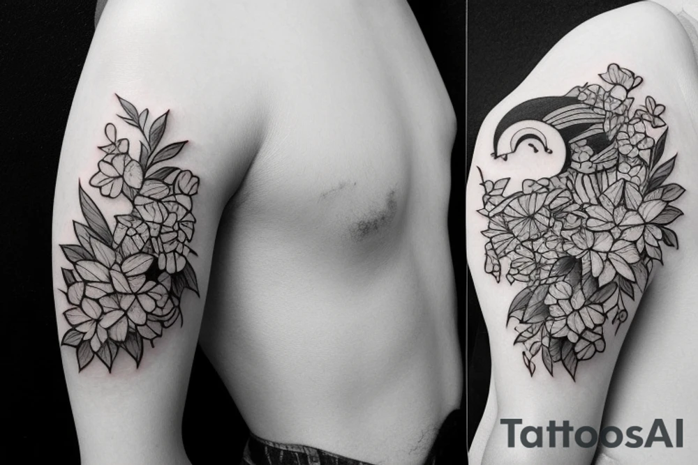 nature tattoo with Studio Ghibli tattoo idea