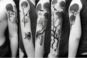 nature tattoo with kodama tattoo idea