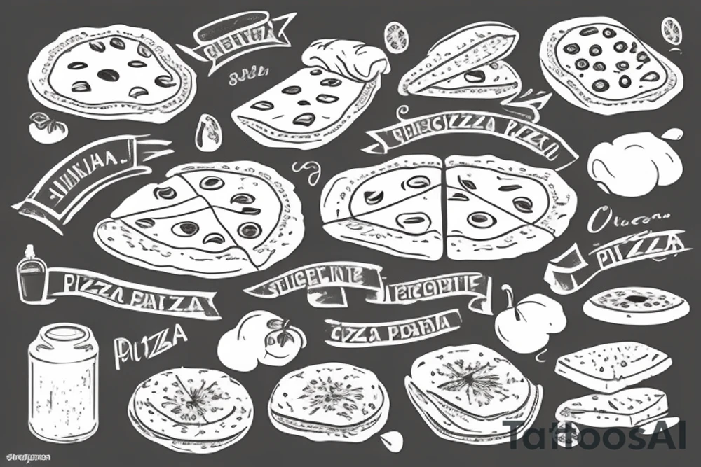 Italian chef holding pizza tattoo idea