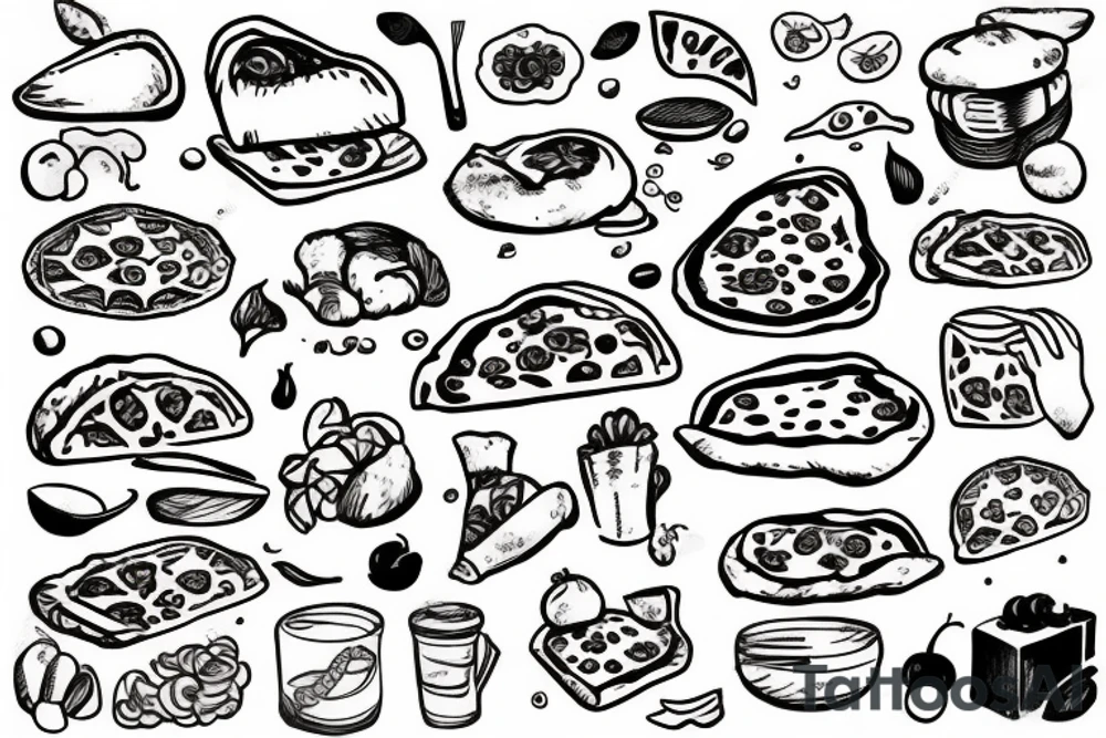 Italian chef holding pizza tattoo idea