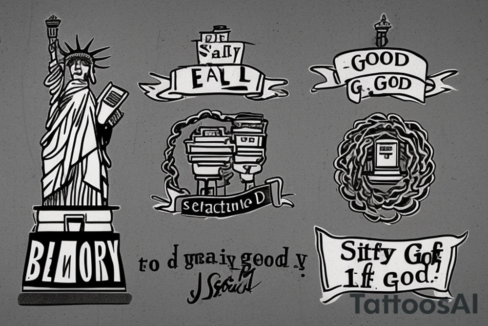 Statue of Liberty from breaking bad with a scroll across it that says “S’all good, man” tattoo idea