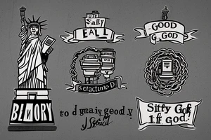 Statue of Liberty from breaking bad with a scroll across it that says “S’all good, man” tattoo idea